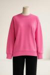 Sıfır Yaka Basıc  Yırtmaçlı İki İplik Sweat Şeker Pembe