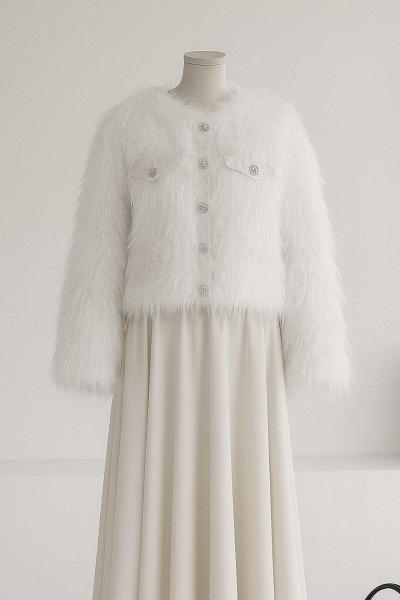Kısa Garnili Kürk Ceket Ekru