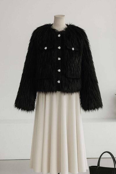 Kısa Garnili Kürk Ceket Siyah