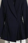 Şal Yaka Yanları Bağlamalı Dabıl Ceket Lacivert