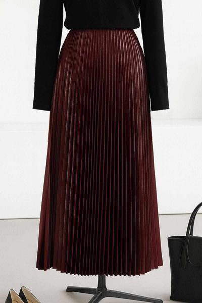 Elisa Beli Lastikli Pliseli Etek Bordo