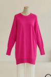 Bisiklet Yaka Triko Tunik Fuşya