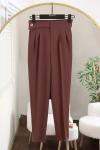 Yanı Bantlı Tek Düğmeli Pantolon Kahve