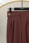Yanı Bantlı Tek Düğmeli Pantolon Kahve
