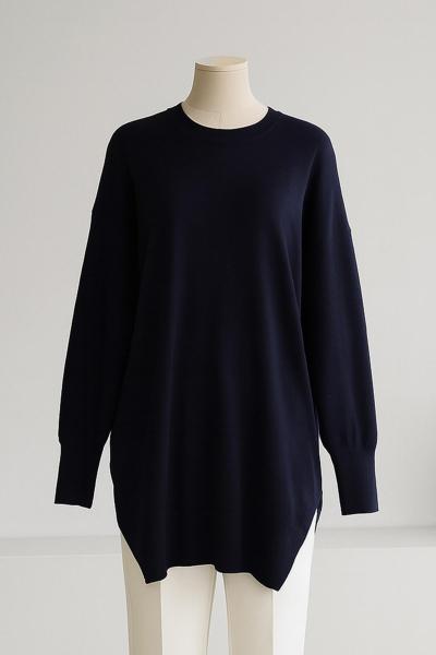 Bisiklet Yaka Triko Tunik Lacivert