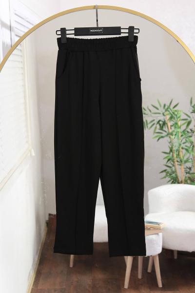 Çımalı Beli Lastikli Aysho Eşofman Altı Siyah