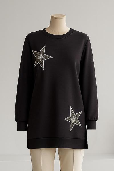 Yıldız İşlemeli Oysho Tunik Füme