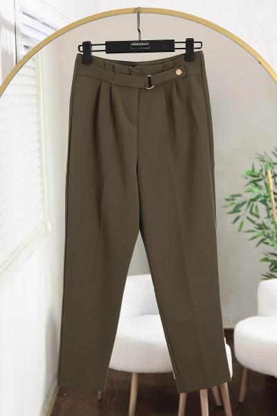 Tokalı Çıtçıtlı Double Pantolon Haki