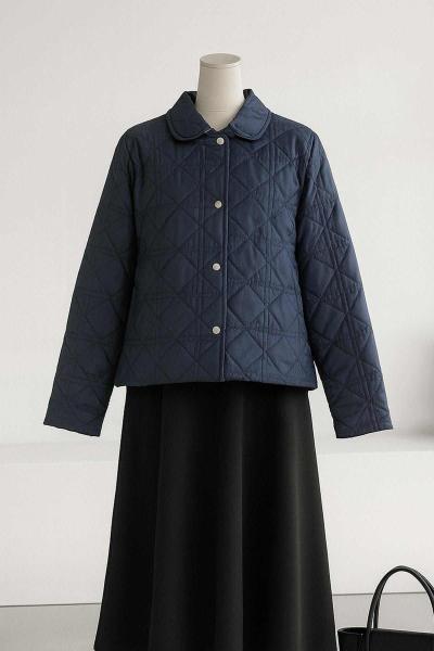 Bebe Yaka Kapitone Crop Ceket Lacivert