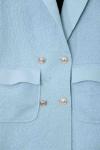 Metal Düğmeli Çift Cepli Buklet Yelek Bebe Mavi