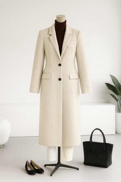 Üç Cep Detaylı Çift Düğmeli Kaşe Kaban Taş