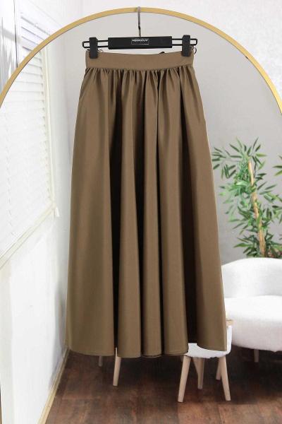 Beli Büzgülü Bondid Etek Haki