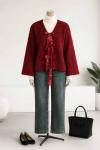 Dört Bağlamalı Buklet Ceket Bordo