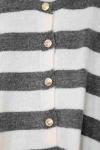 Kalın Çizgili 5 Düğmeli Kısa Triko Hırka Antrasit Ekru