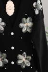 Çiçek Taş Detaylı Uzun Hırka Siyah