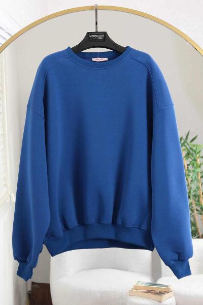 Omzu Parçalı Üç İplik Dikişli Sweat Saks