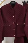 Çift Cepli Etekli Kapitone Takım Bordo