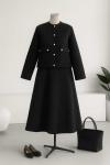 Çift Cepli Etekli Kapitone Takım Siyah