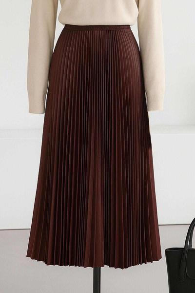 Elisa Beli Lastikli Pliseli Etek Açık Kahve