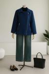 Yan Fermuarlı Çift Cepli Kaşe Mont Lacivert