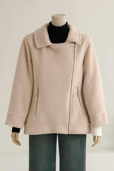 Yan Fermuarlı Çift Cepli Kaşe Mont Taş