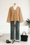 Dört Bağlamalı Buklet Ceket Camel