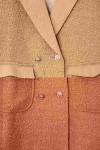 Metal Düğmeli Çift Cepli Buklet Yelek Açık Camel