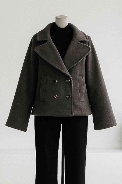 Dört Düğmeli Cep Kapaklı Kaşe Ceket Antrasit