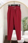 Beli Kemerli Havuç Paça Pantolon Bordo