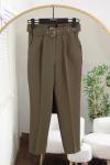 Beli Kemerli Havuç Paça Pantolon Haki