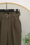 Beli Kemerli Havuç Paça Pantolon Haki