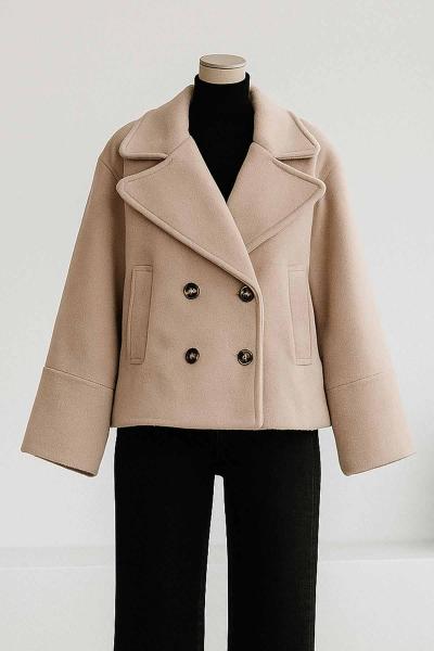 Dört Düğmeli Cep Kapaklı Kaşe Ceket Taş