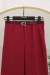 Beli Kemerli Boru Paça Double Pantolon Bordo