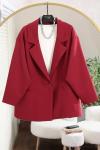 Tek Düğmeli Oversıze Çift Cepli Dabıl Ceket Bordo