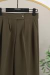 Tek Düğmeli Palazzo Pantolon Haki