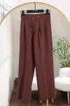Tek Düğmeli Palazzo Pantolon Kahve