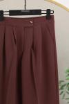 Tek Düğmeli Palazzo Pantolon Kahve