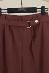 Tokalı Çıtçıtlı Double Pantolon Koyu Kahve