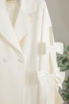 Kolları Fiyonk Detaylı Çift Düğmeli Dabıl Ceket Ekru