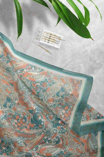 Glamur Karmaşık Desenli Şal Zümrüt