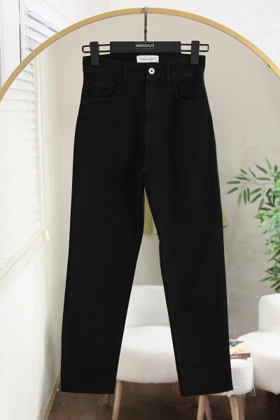 Kesik Paça Kot Pantolon Siyah