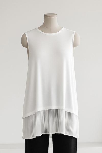 Piliseli Kolsuz Viskon Tunik Ekru