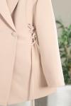 Yanları Bağlamalı Şal Yaka Çift Düğmeli Dabıl Ceket Bej