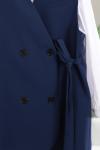 4 Düğmeli Floto Cep Detay Bağlamalı Dabıl Yelek İndigo