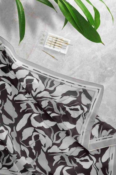 Esinti Desenli Eşarp Gri Siyah