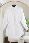 Tek Cepli Tünelli Bağlamalı Poplin Gömlek Beyaz