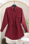 Tek Cepli Tünelli Bağlamalı Poplin Gömlek Bordo