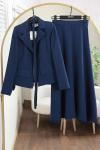 Çift Cepli Kemerli Etekli Dabıl Takım Lacivert