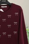 Taş Fiyonk Detaylı Aysho Sweat Bordo