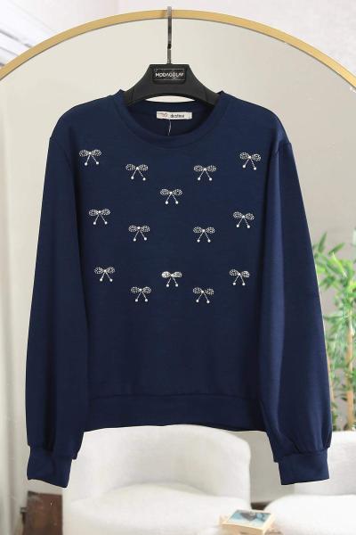 Taş Fiyonk Detaylı Aysho Sweat Lacivert